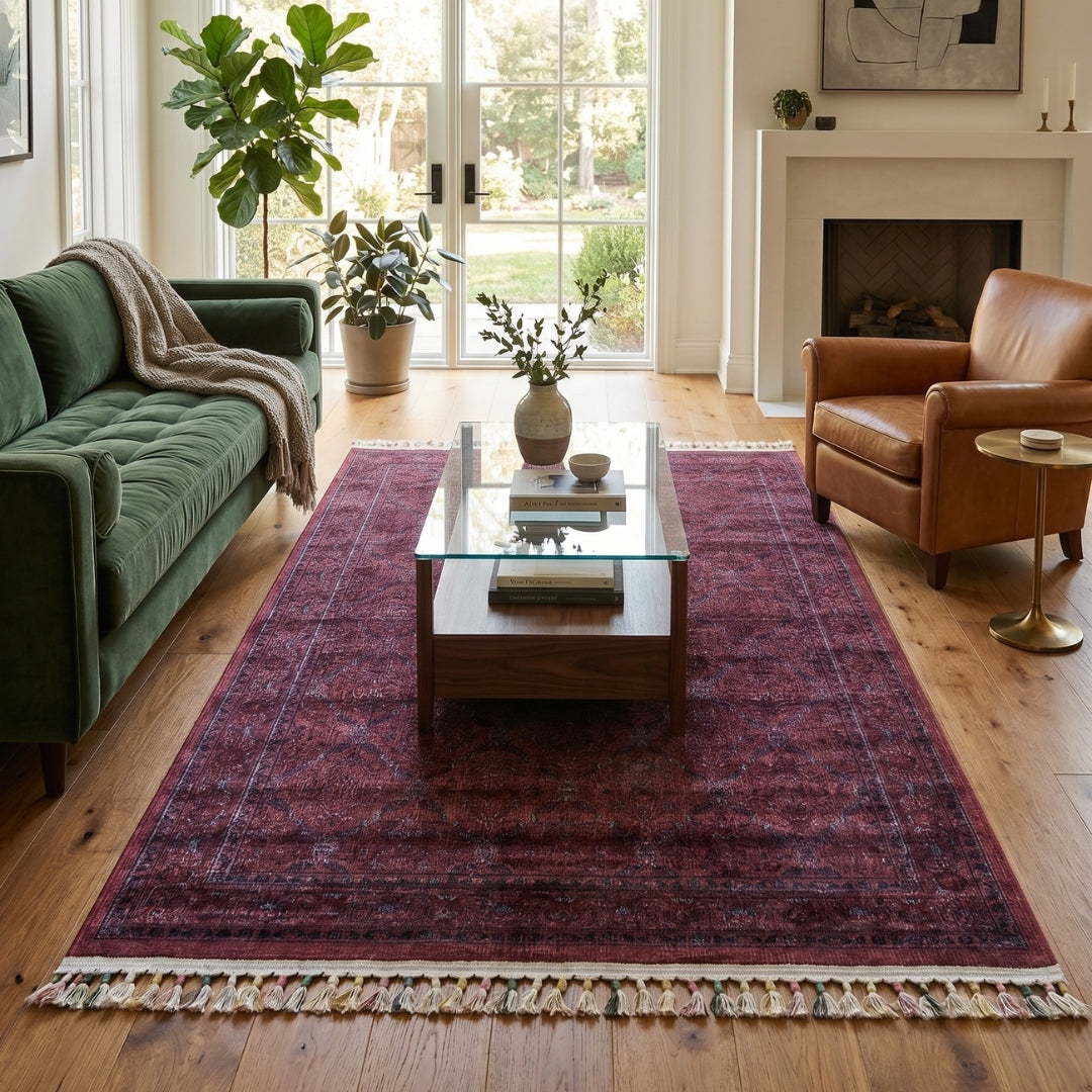 Gulzar Rug – Heritage Charm in Deep Red