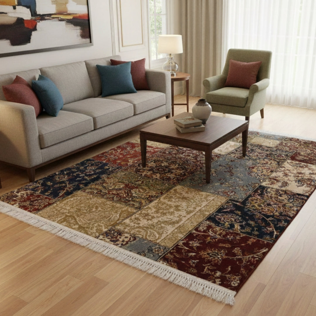Patchwork Oriental Jamila Rugs | Classic Multi-Color Design – Platinum